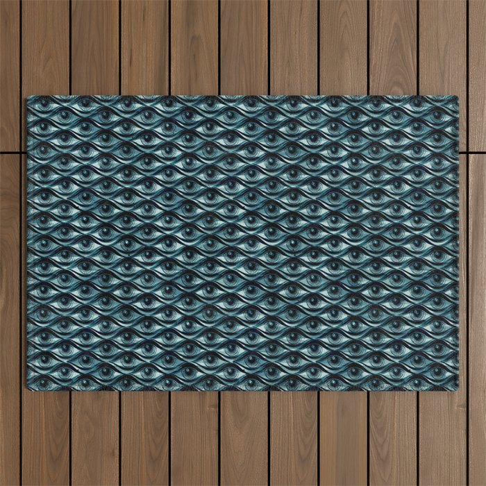 Hypnotized - vintage blue Outdoor Rug Gallery Image 1