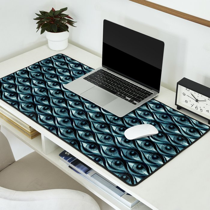 Hypnotized - vintage blue Desk Mat Gallery Image 2