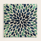 Flower Bloom, Aqua and Navy Wood Wall Art Gallery Image 1