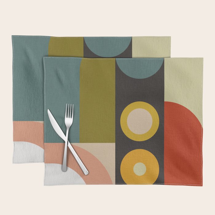 abstract geometric retro shapes II Placemat Gallery Image 1