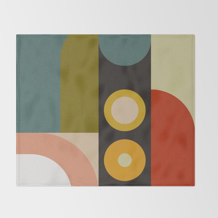 abstract geometric retro shapes II Throw Blanket Gallery Image 2