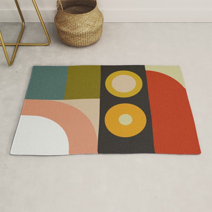 abstract geometric retro shapes II Rug Gallery Image 1