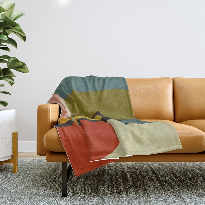 abstract geometric retro shapes II Throw Blanket Gallery Image 1