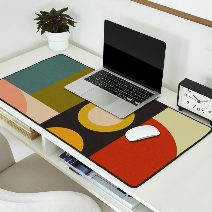 abstract geometric retro shapes II Desk Mat Gallery Image 2