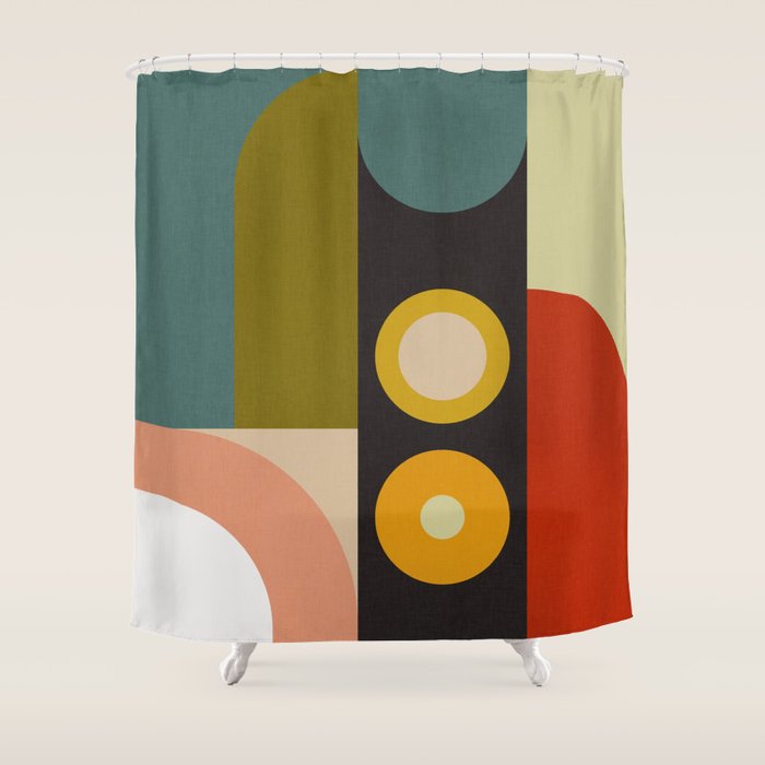 abstract geometric retro shapes II Shower Curtain Gallery Image 1