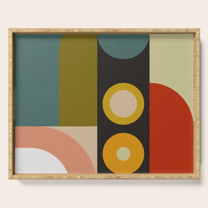 abstract geometric retro shapes II Serving Tray Gallery Image 1