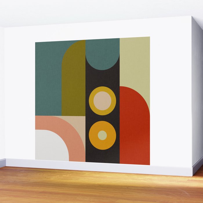 abstract geometric retro shapes II Wall Mural Gallery Image 2