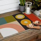 abstract geometric retro shapes II Outdoor Rug Gallery Image 2