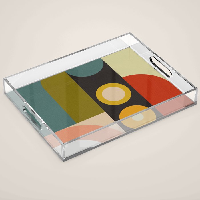 abstract geometric retro shapes II Acrylic Tray Gallery Image 1