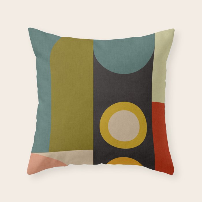 abstract geometric retro shapes II Throw Pillow Gallery Image 6