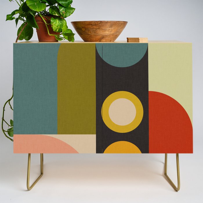 abstract geometric retro shapes II Credenza Gallery Image 1