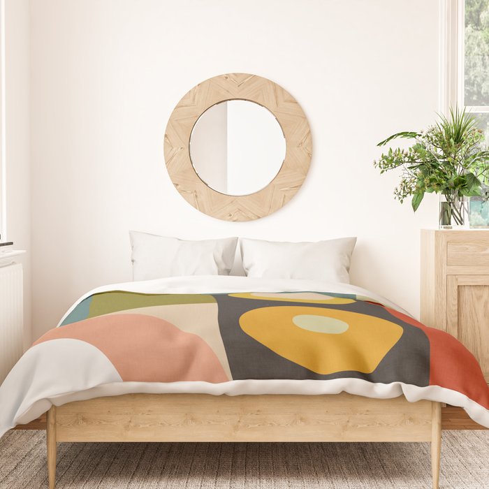 abstract geometric retro shapes II Duvet Cover Gallery Image 3