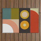 abstract geometric retro shapes II Outdoor Rug Gallery Image 1