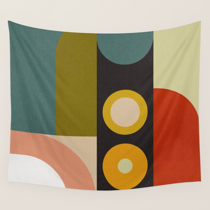 abstract geometric retro shapes II Wall Tapestry Gallery Image 4