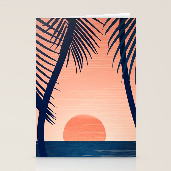 Sunset Palms - Peach Navy Palette Stationery Card Gallery Image 2