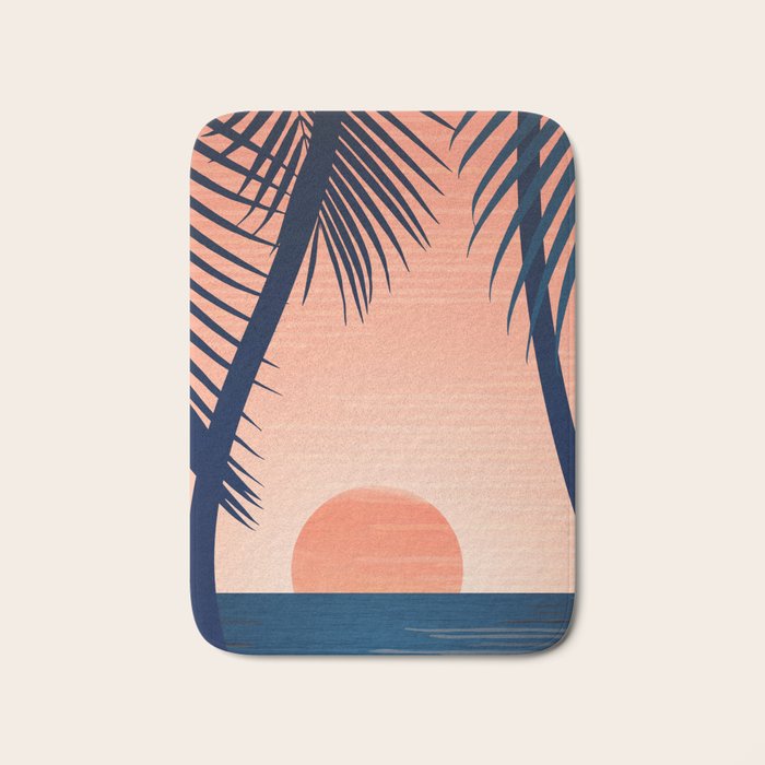Sunset Palms - Peach Navy Palette Bath Mat Gallery Image 1