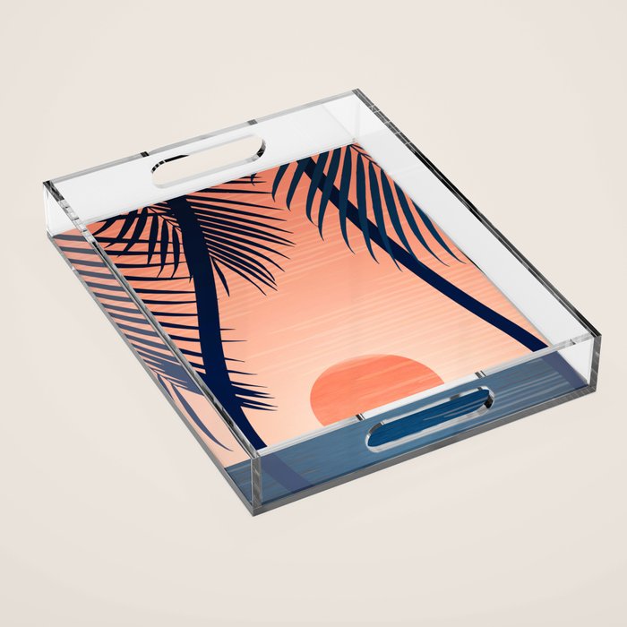 Sunset Palms - Peach Navy Palette Acrylic Tray Gallery Image 1