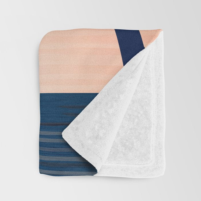 Sunset Palms - Peach Navy Palette Throw Blanket Gallery Image 3