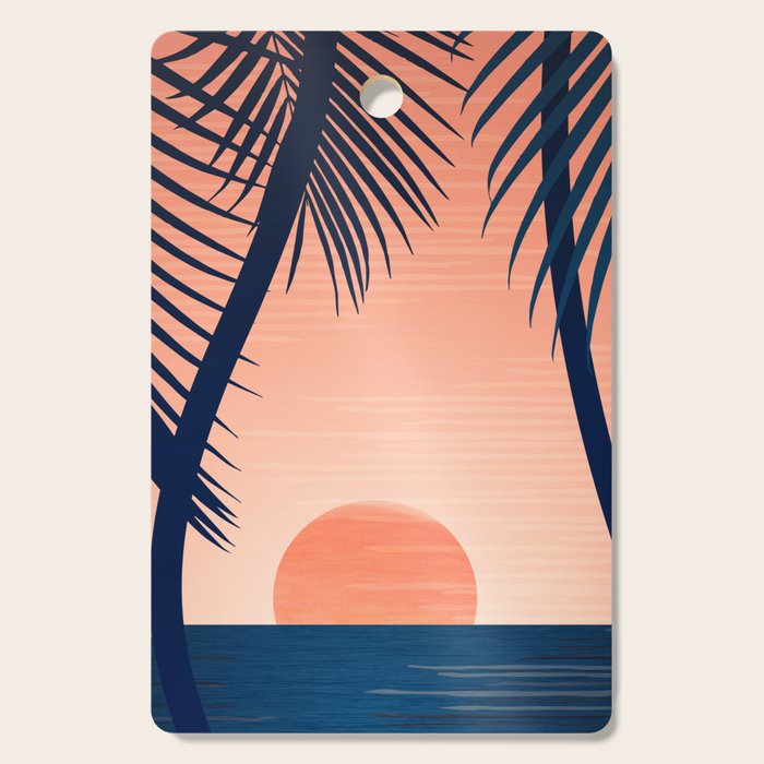 Sunset Palms - Peach Navy Palette Cutting Board Gallery Image 1