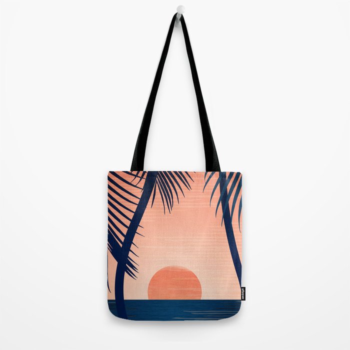Sunset Palms - Peach Navy Palette Tote Bag Gallery Image 2