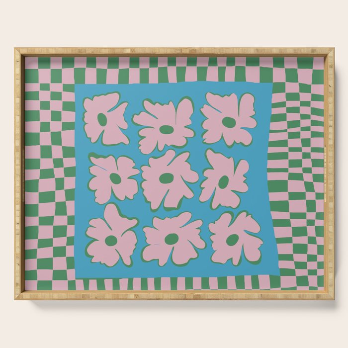 Pastel Nature Checkerboard  Serving Tray Gallery Image 1