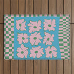 Pastel Nature Checkerboard  Outdoor Rug Gallery Image 1
