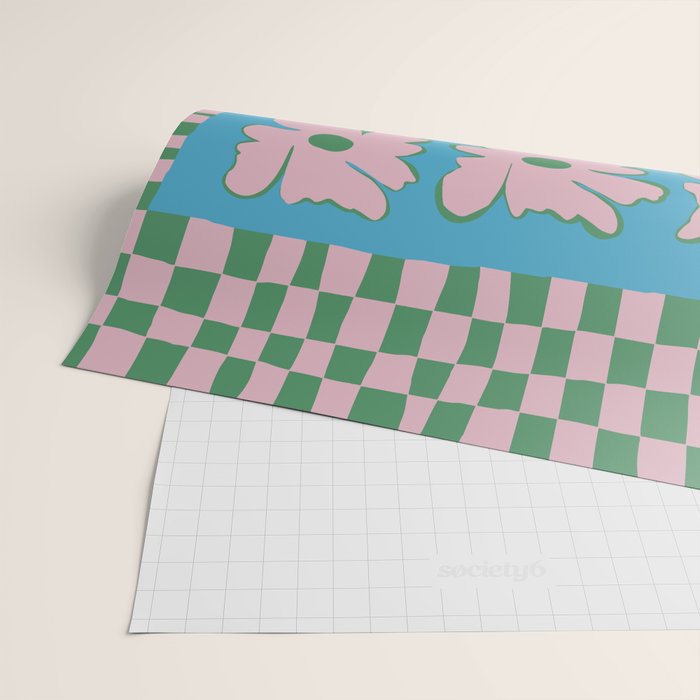 Pastel Nature Checkerboard  Wrapping Paper Gallery Image 2