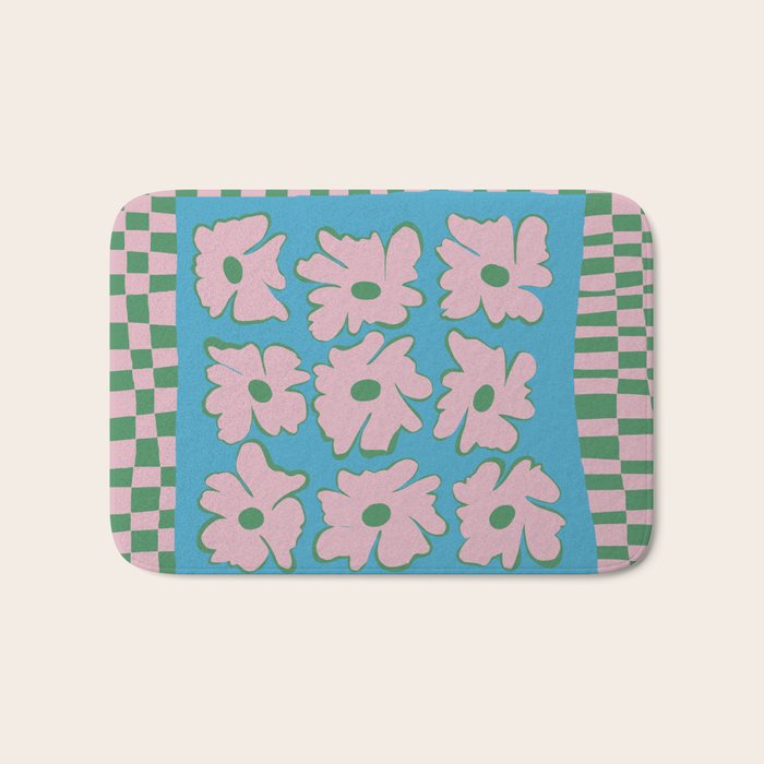 Pastel Nature Checkerboard  Bath Mat Gallery Image 1