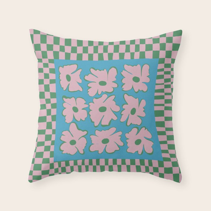Pastel Nature Checkerboard  Throw Pillow Gallery Image 6