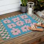 Pastel Nature Checkerboard  Outdoor Rug Gallery Image 2