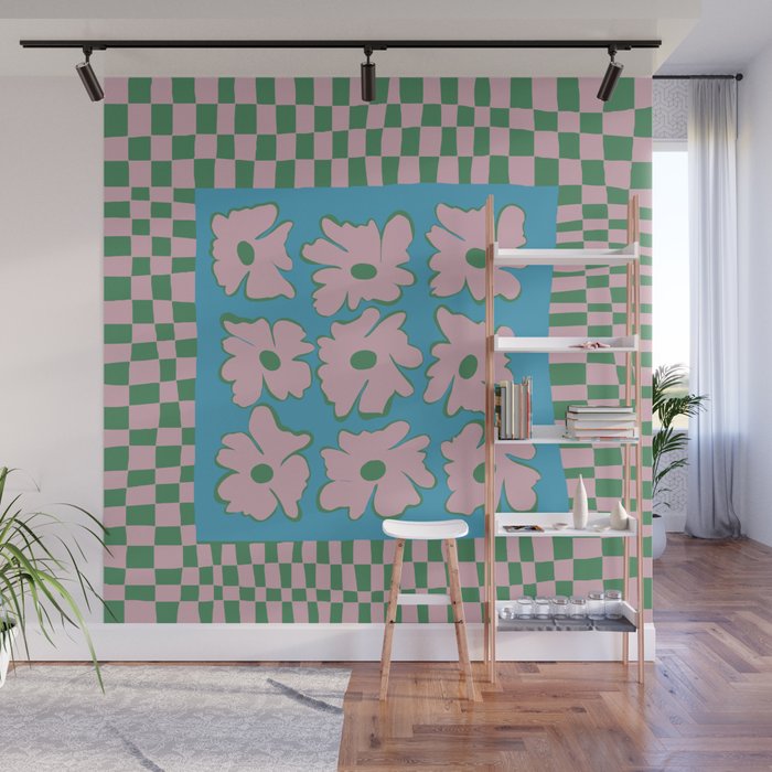 Pastel Nature Checkerboard  Wall Mural Gallery Image 1