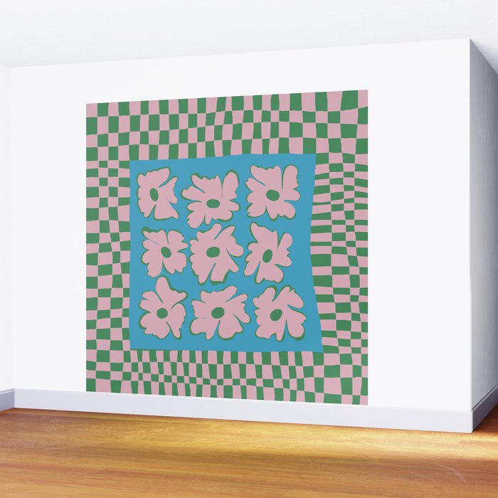 Pastel Nature Checkerboard  Wall Mural Gallery Image 2