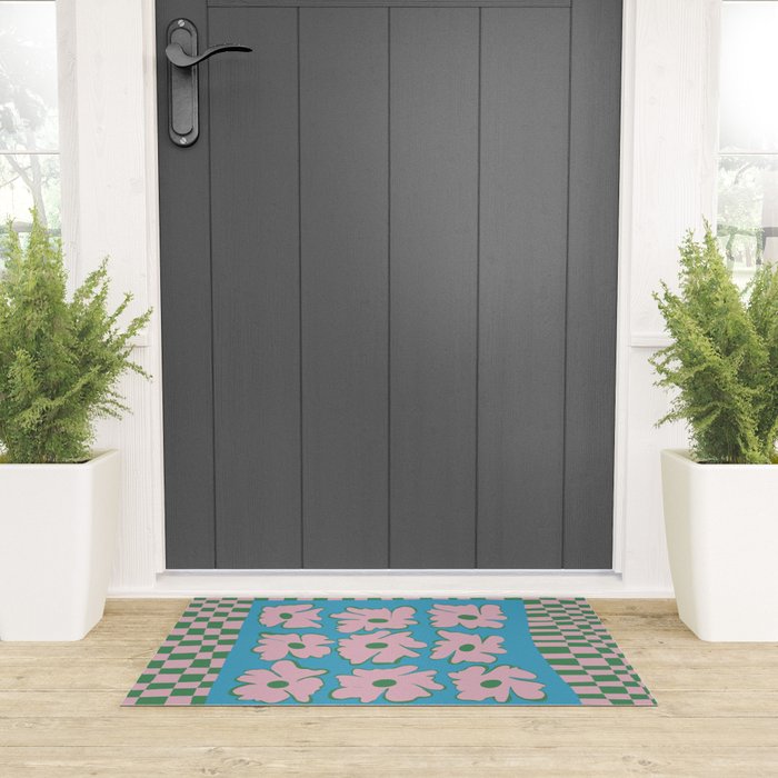 Pastel Nature Checkerboard  Welcome Mat Gallery Image 3