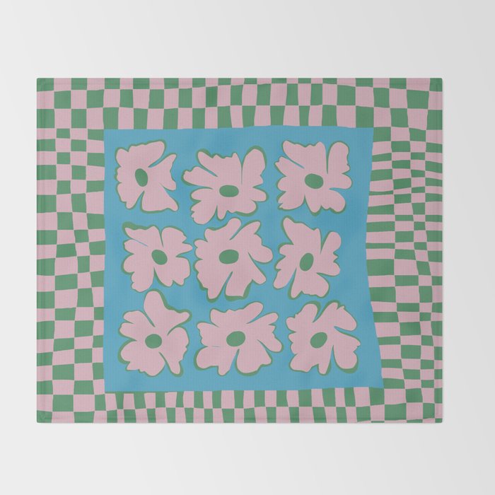 Pastel Nature Checkerboard  Throw Blanket Gallery Image 2