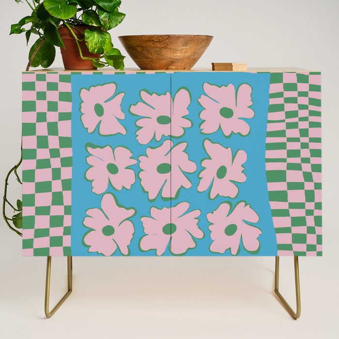 Pastel Nature Checkerboard  Credenza Gallery Image 1