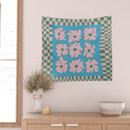 Pastel Nature Checkerboard  Wall Tapestry Gallery Image 2