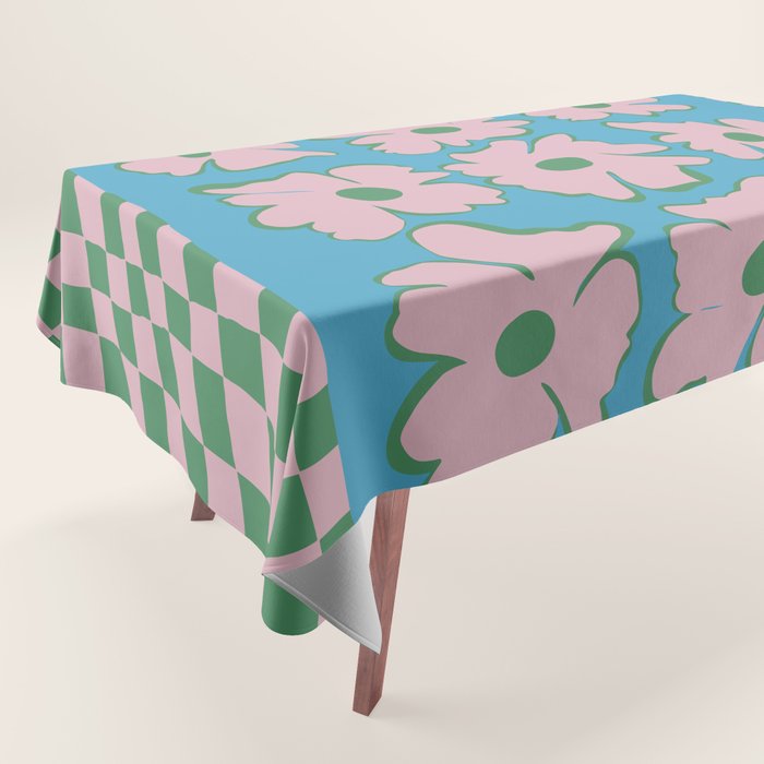 Pastel Nature Checkerboard  Tablecloth Gallery Image 1