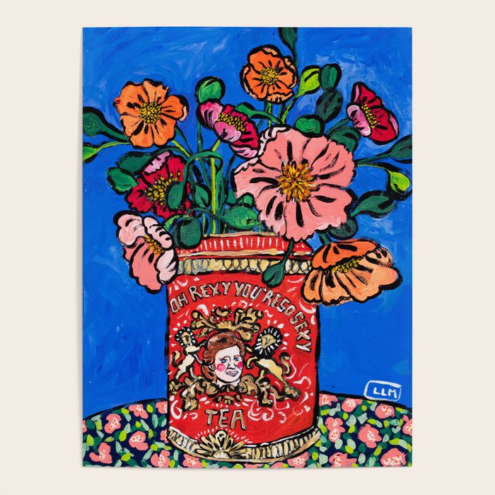 Rex Manning Day Bouquet: Poppy Flowers in Tea Tin Painting Empire Records Nineties Nostalgia Poster Gallery Image 4
