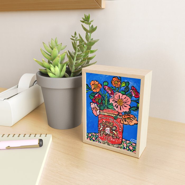 Rex Manning Day Bouquet: Poppy Flowers in Tea Tin Painting Empire Records Nineties Nostalgia Mini Art Print Gallery Image 2