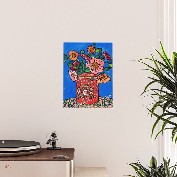 Rex Manning Day Bouquet: Poppy Flowers in Tea Tin Painting Empire Records Nineties Nostalgia Poster Gallery Image 2