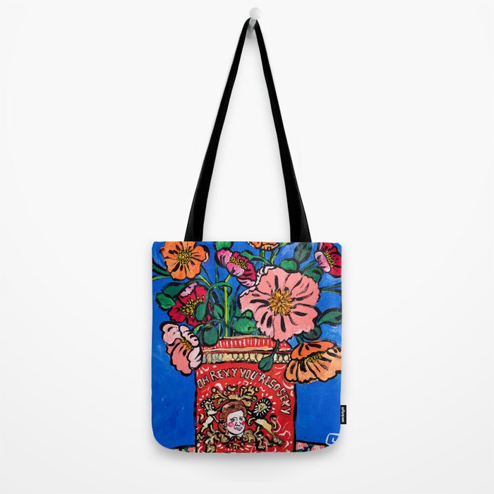 Rex Manning Day Bouquet: Poppy Flowers in Tea Tin Painting Empire Records Nineties Nostalgia Tote Bag Gallery Image 2