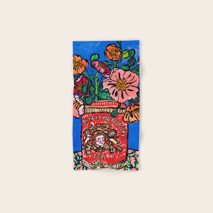 Rex Manning Day Bouquet: Poppy Flowers in Tea Tin Painting Empire Records Nineties Nostalgia Bath Towel Gallery Image 1