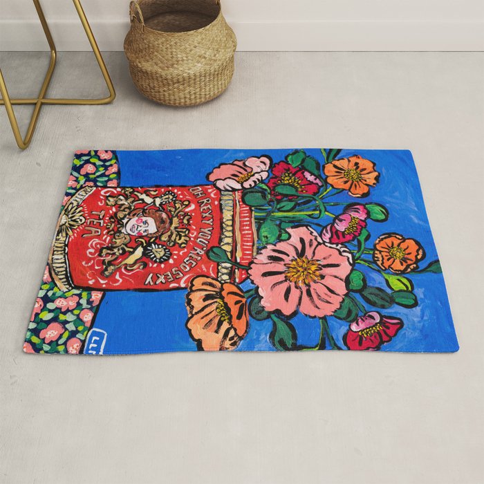 Rex Manning Day Bouquet: Poppy Flowers in Tea Tin Painting Empire Records Nineties Nostalgia Rug Gallery Image 1