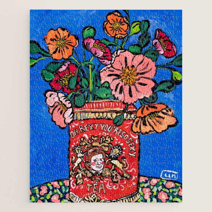 Rex Manning Day Bouquet: Poppy Flowers in Tea Tin Painting Empire Records Nineties Nostalgia Jigsaw Puzzle Gallery Image 1