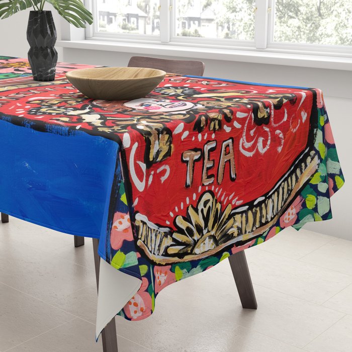 Rex Manning Day Bouquet: Poppy Flowers in Tea Tin Painting Empire Records Nineties Nostalgia Tablecloth Gallery Image 3