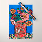 Rex Manning Day Bouquet: Poppy Flowers in Tea Tin Painting Empire Records Nineties Nostalgia Wrapping Paper Gallery Image 1