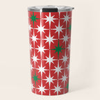 Atomic Age 1950s Retro Vintage Mid-Century Starbursts Pattern in Christmas Green Red White Travel Mug Gallery Image 1
