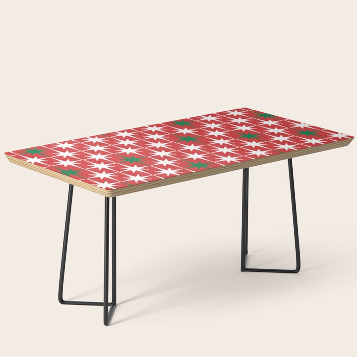 Atomic Age 1950s Retro Vintage Mid-Century Starbursts Pattern in Christmas Green Red White Coffee Table Gallery Image 1