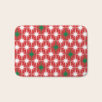 Atomic Age 1950s Retro Vintage Mid-Century Starbursts Pattern in Christmas Green Red White Bath Mat Gallery Image 1