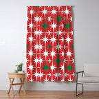 Atomic Age 1950s Retro Vintage Mid-Century Starbursts Pattern in Christmas Green Red White Window Curtain Gallery Image 5